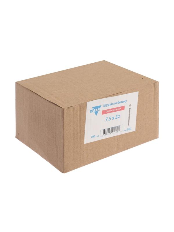 Шуруп по бетону, 7,5х52 мм, оцинкованный, 200 шт