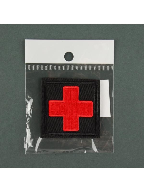 Шеврон на липучке «Красный крест», 4,7 × 4,7 см, цвет чёрный/красный