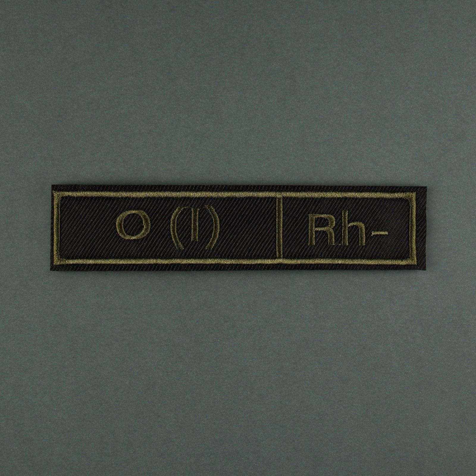 Шеврон на липучке «Группа крови I отрицательная», 12 × 2,55 см, цвет хаки