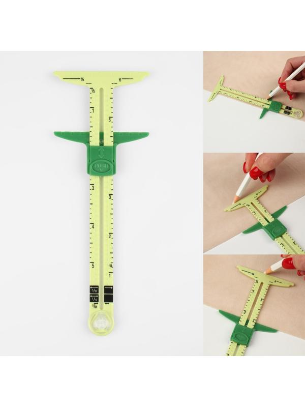 Линейка многофункциональная, для пэчворка, 21 × 8 см, цвет жёлтый/зелёный