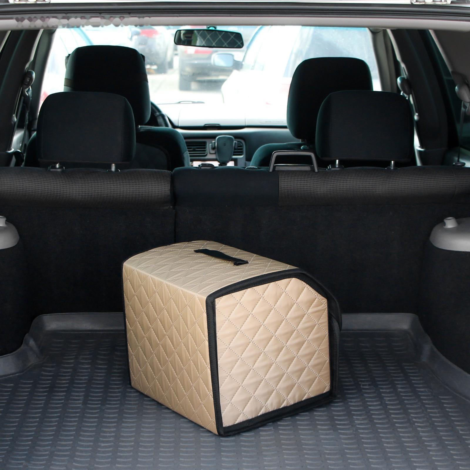 Органайзер саквояж в багажник автомобиля Cartage, оксфорд стеганый, 33 см, бежевый