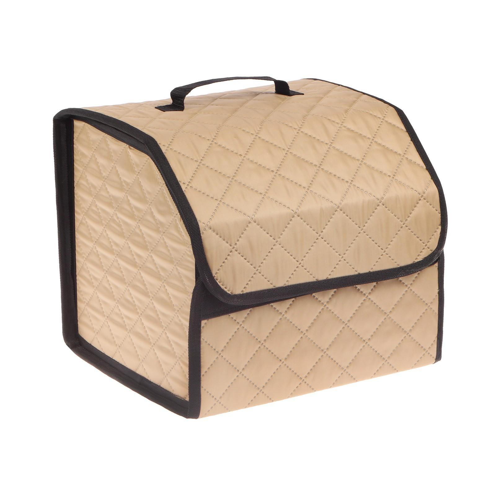 Органайзер саквояж в багажник автомобиля Cartage, оксфорд стеганый, 33 см, бежевый