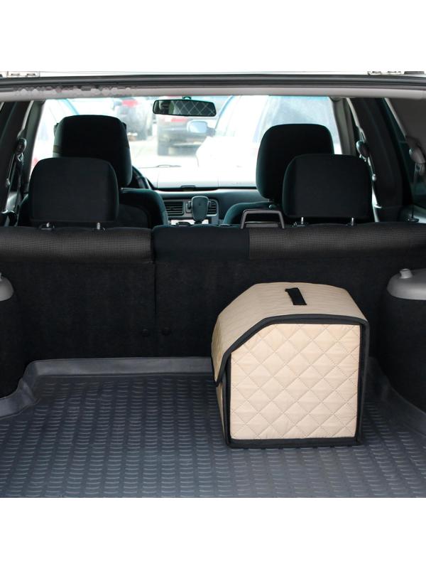 Органайзер саквояж в багажник автомобиля Cartage, оксфорд стеганый, 33 см, бежевый