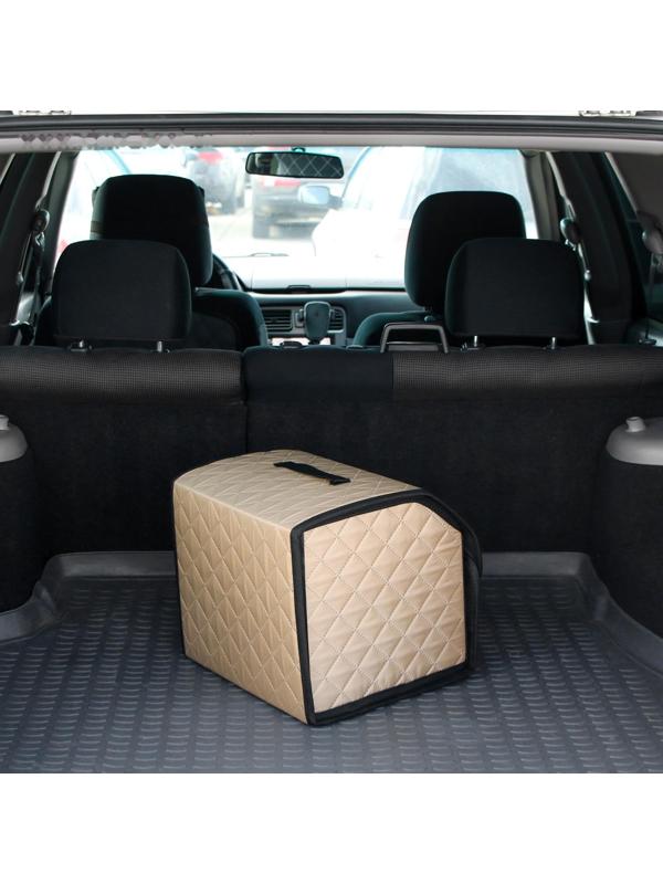 Органайзер саквояж в багажник автомобиля Cartage, оксфорд стеганый, 33 см, бежевый