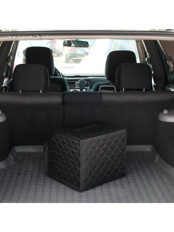 Органайзер саквояж в багажник автомобиля Cartage, оксфорд стеганый, 33 см, черный