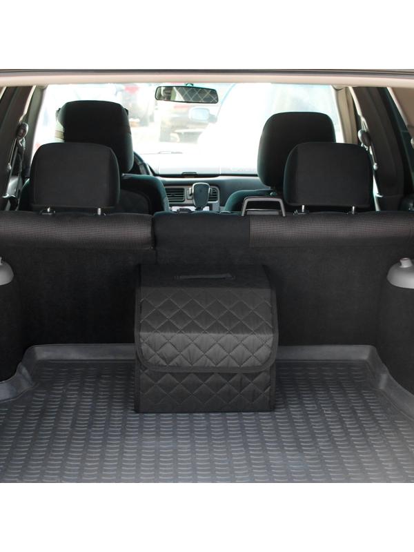 Органайзер саквояж в багажник автомобиля Cartage, оксфорд стеганый, 33 см, черный