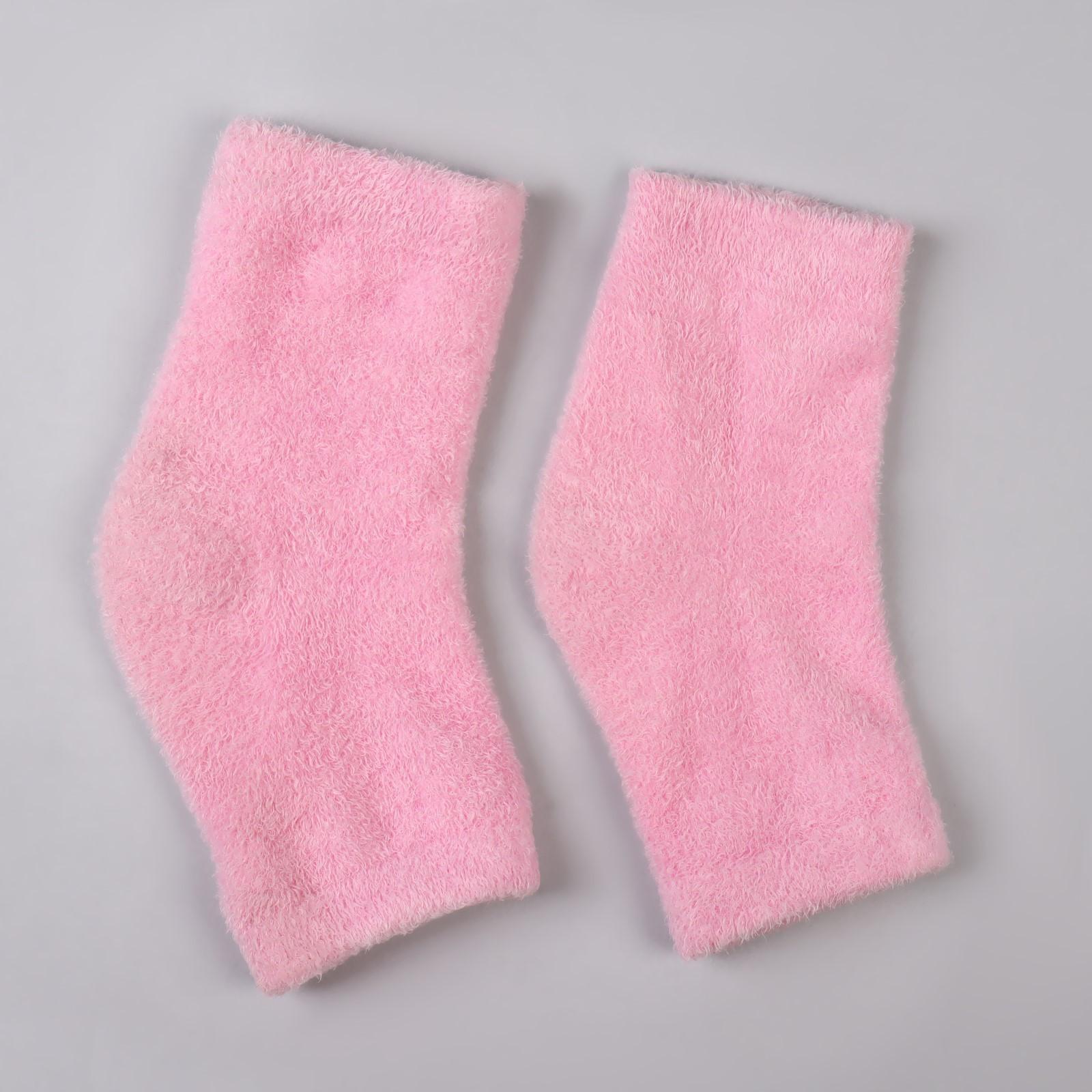 Напяточники для педикюра, увлажняющие, махровые, с силиконовой вкладкой, one size, цвет розовый