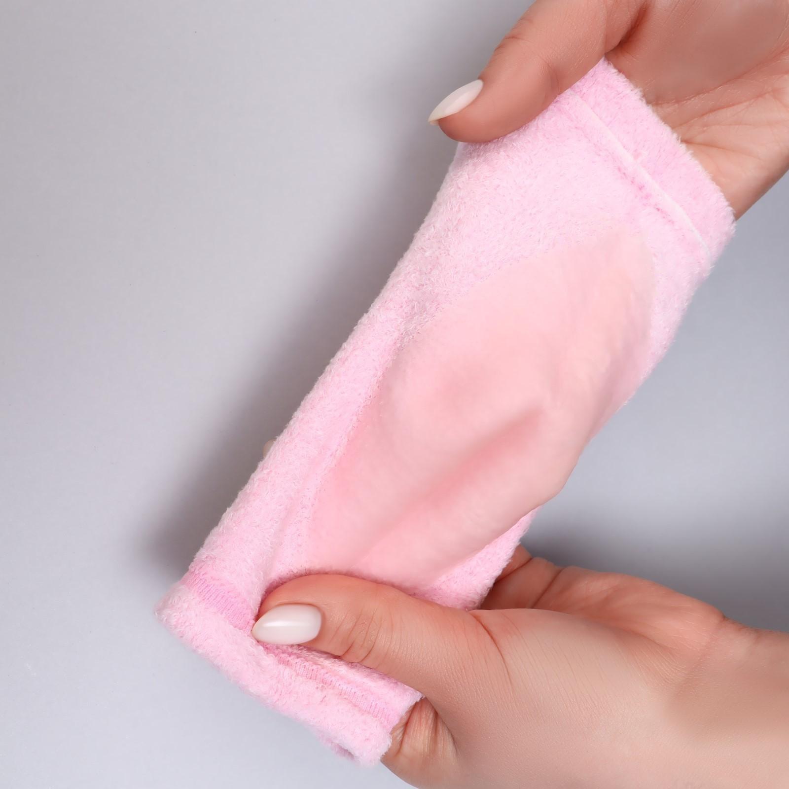 Напяточники для педикюра, увлажняющие, махровые, с силиконовой вкладкой, one size, цвет розовый