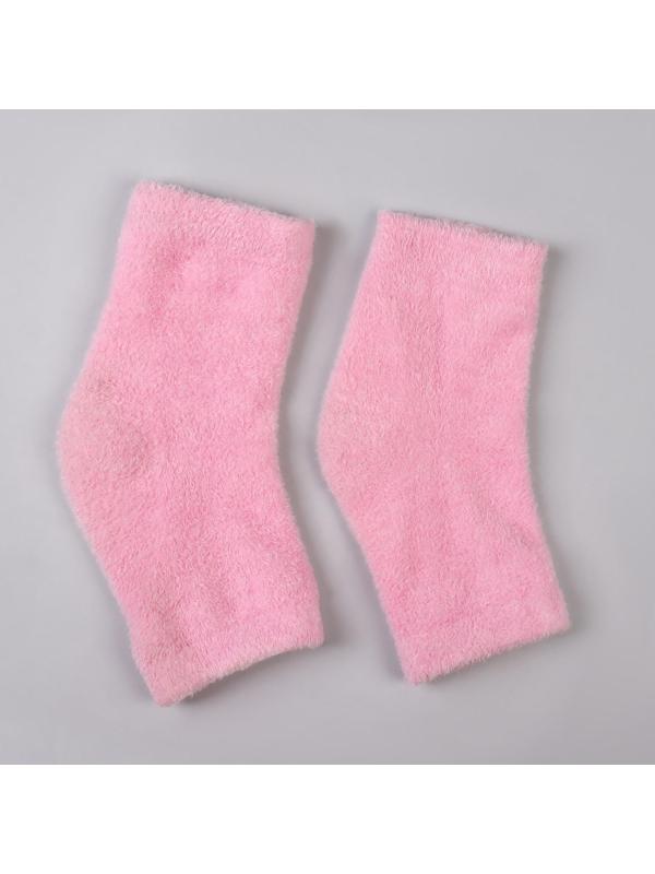 Напяточники для педикюра, увлажняющие, махровые, с силиконовой вкладкой, one size, цвет розовый