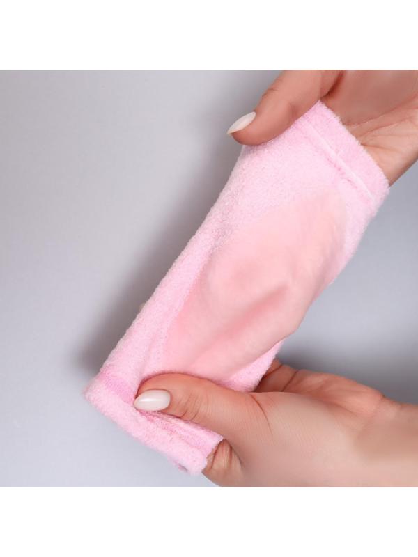 Напяточники для педикюра, увлажняющие, махровые, с силиконовой вкладкой, one size, цвет розовый