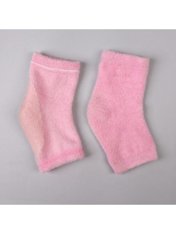 Напяточники для педикюра, увлажняющие, махровые, с силиконовой вкладкой, one size, цвет розовый