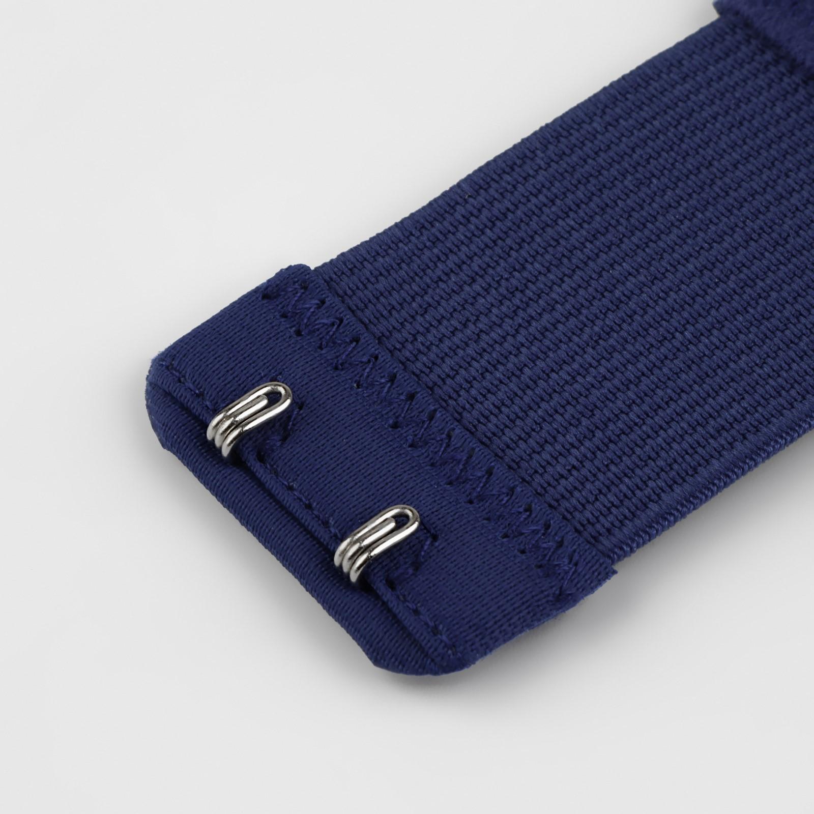 Застёжка-удлинитель для бюстгальтера, 3 ряда 2 крючка, 3,2 × 10,5 см, 5 шт, цвет тёмно-синий