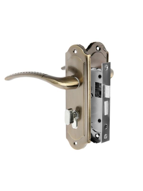 Замок врезной LOCKLAND RD001, с ручкой, 3 ключа, цвет бронза