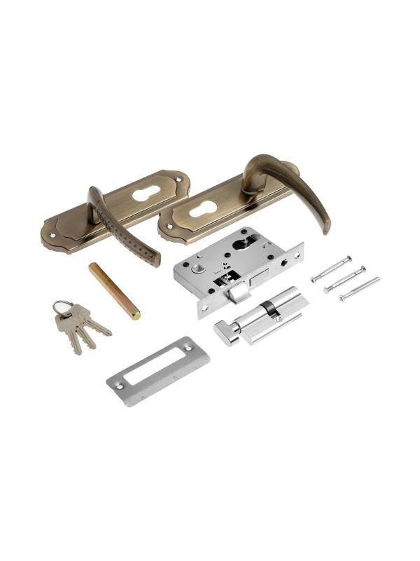 Замок врезной LOCKLAND RD001, с ручкой, 3 ключа, цвет бронза