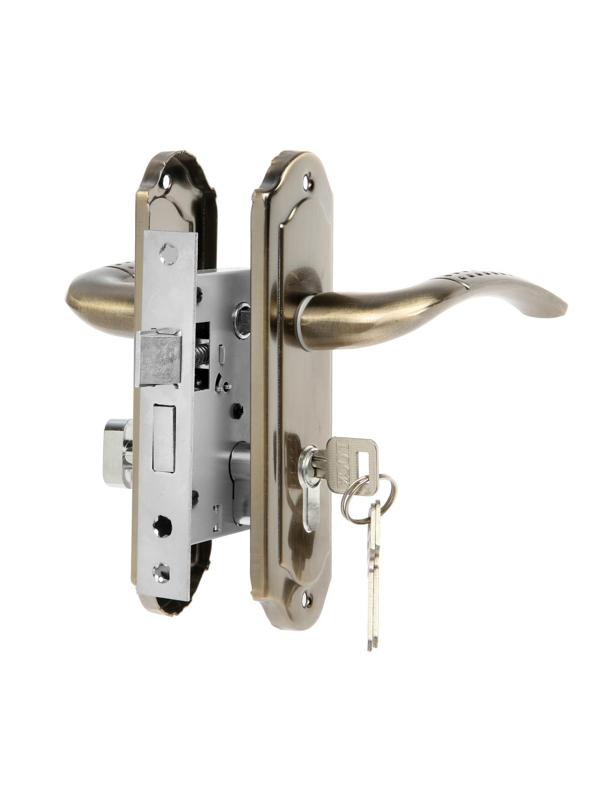 Замок врезной LOCKLAND RD001, с ручкой, 3 ключа, цвет бронза