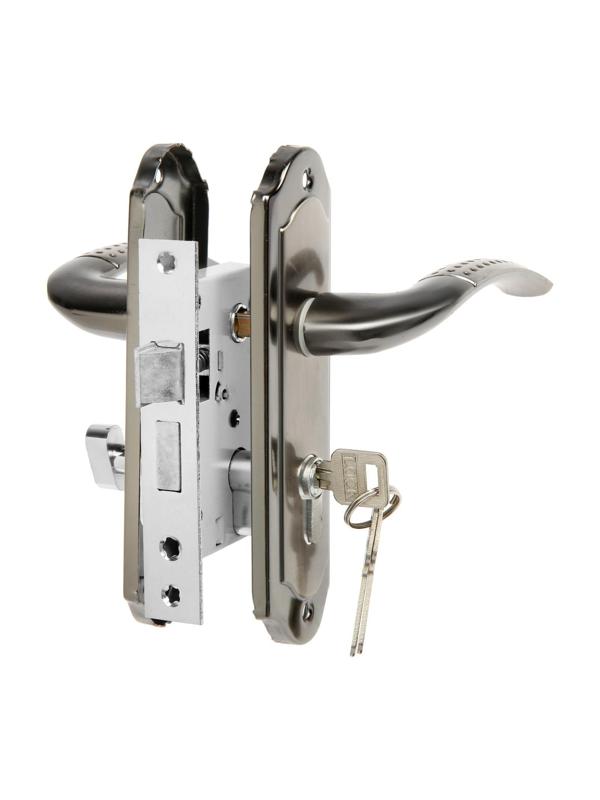 Замок врезной LOCKLAND RD001, с ручкой, 3 ключа, цвет черный никель