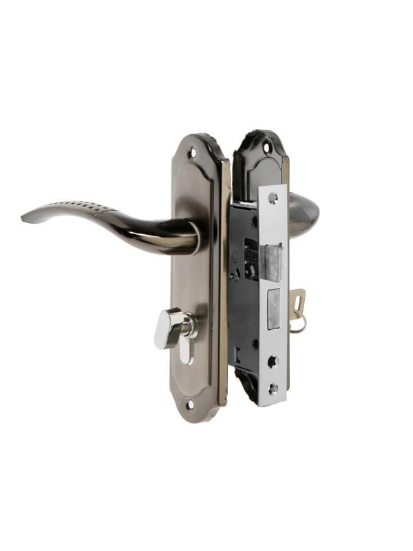 Замок врезной LOCKLAND RD001, с ручкой, 3 ключа, цвет черный никель