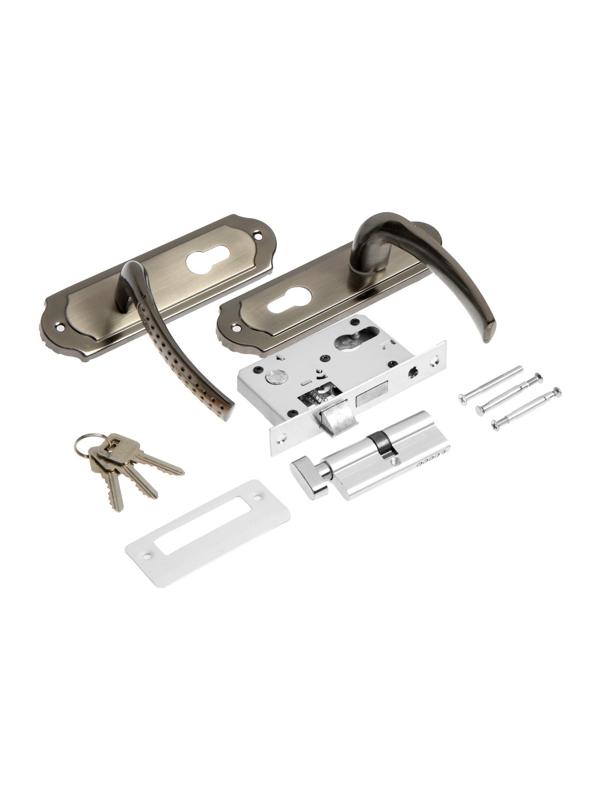 Замок врезной LOCKLAND RD001, с ручкой, 3 ключа, цвет черный никель