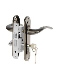 Замок врезной LOCKLAND RD002, с ручкой, 3 ключа, цвет черный никель