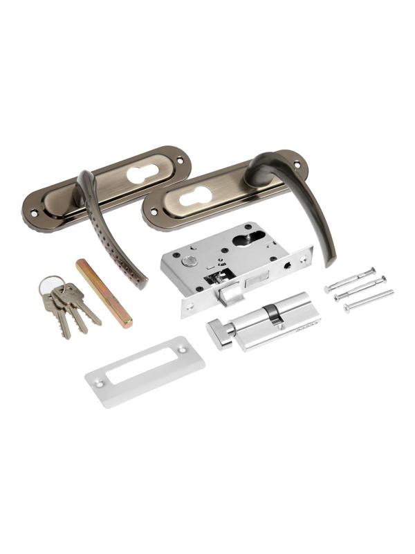 Замок врезной LOCKLAND RD002, с ручкой, 3 ключа, цвет черный никель