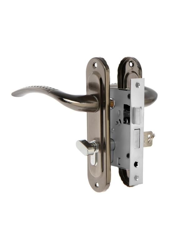 Замок врезной LOCKLAND RD002, с ручкой, 3 ключа, цвет черный никель