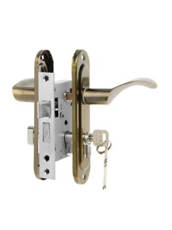 Замок врезной LOCKLAND RD003, с ручкой, 3 ключа, цвет бронза