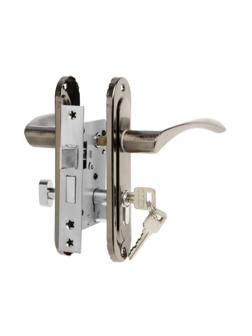 Замок врезной LOCKLAND RD004, с ручкой, 3 ключа, цвет черный никель