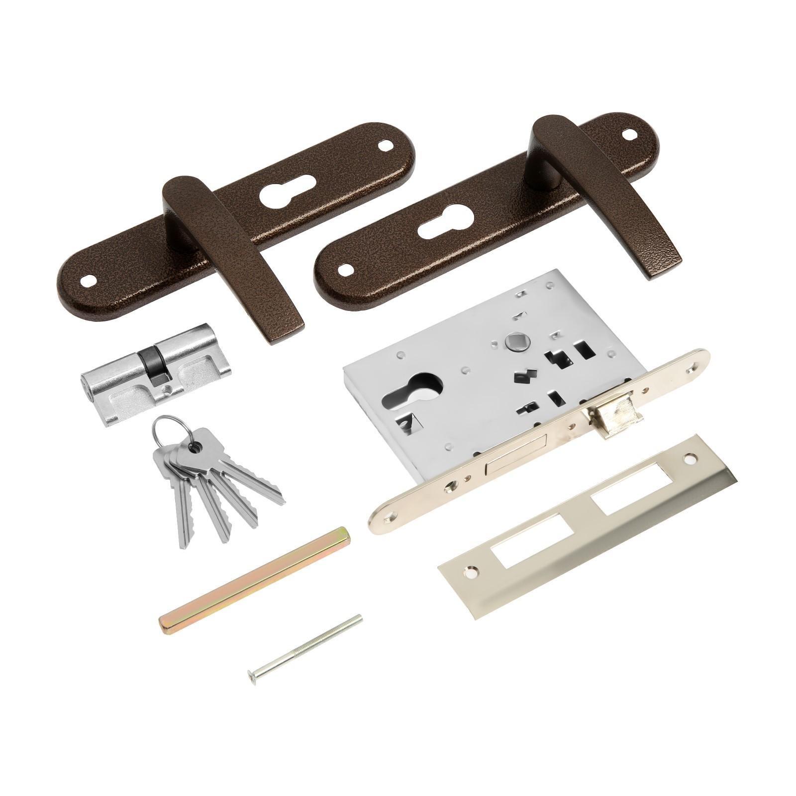 Замок врезной LOCKLAND RD009, с ручкой, цвет коричневый