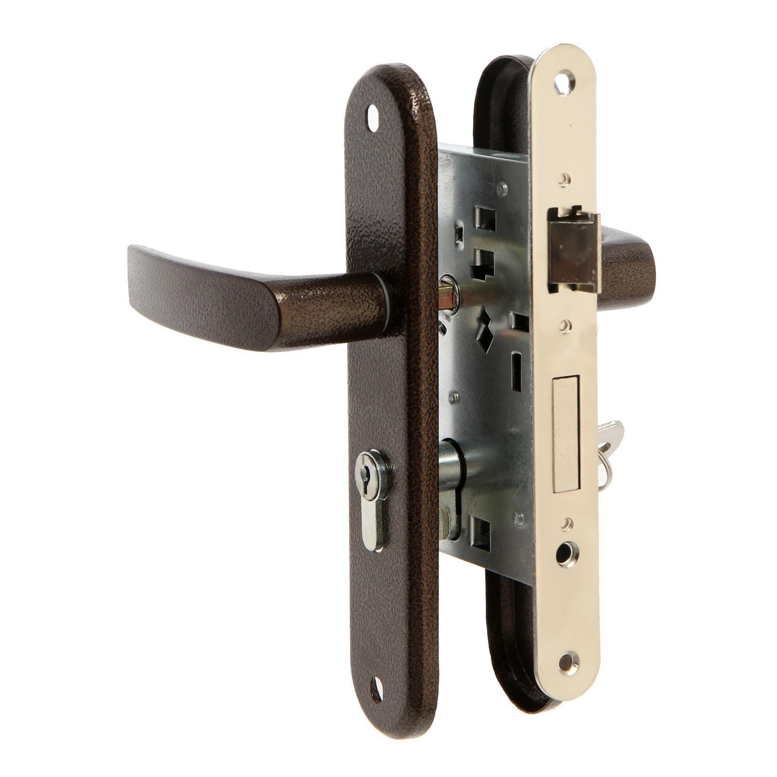 Замок врезной LOCKLAND RD009, с ручкой, цвет коричневый