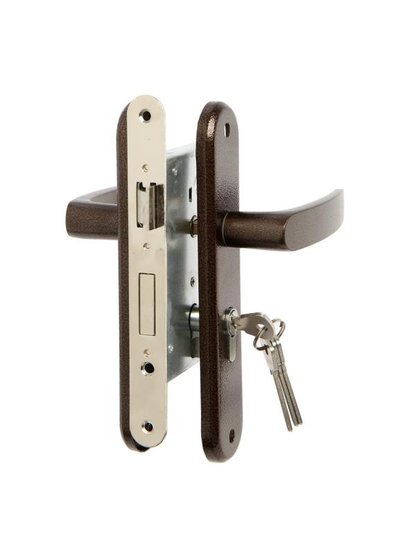 Замок врезной LOCKLAND RD009, с ручкой, цвет коричневый