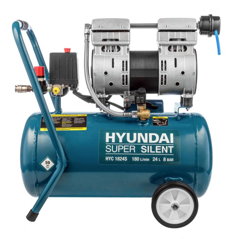 Компрессор поршневой безмасляный HYUNDAI 180л/мин, 24л, 1000Вт (HYC 1824S)