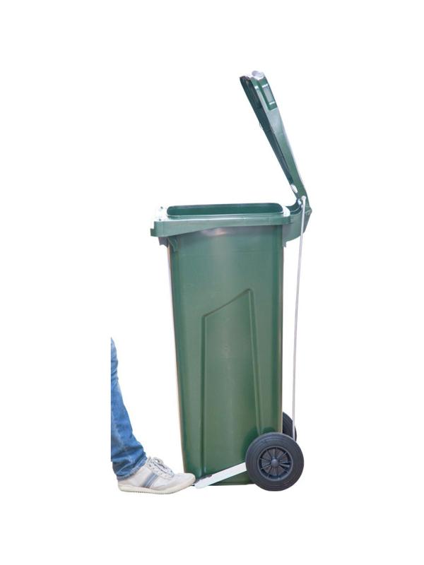 Контейнер-бак мусорный 120л с педальным приводом Г-образ зеленый МКТ 120 ПГ