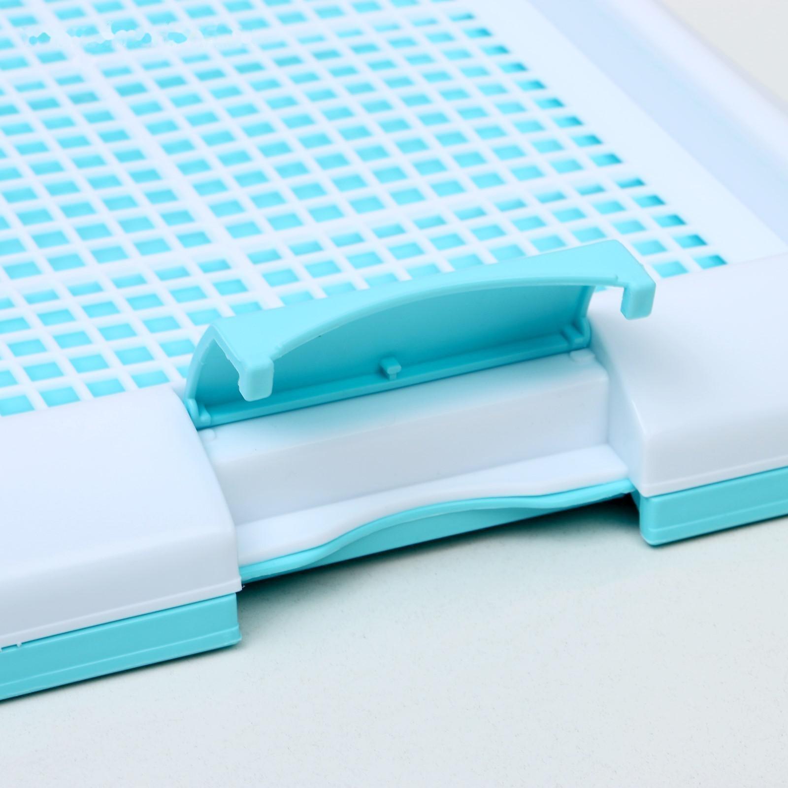 Туалет для собак с сеткой и столбиком, 45 х 35 х 4,5 см, голубой