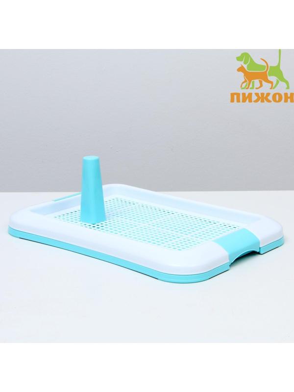 Туалет для собак с сеткой и столбиком, 45 х 35 х 4,5 см, голубой