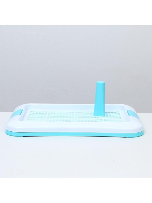 Туалет для собак с сеткой и столбиком, 45 х 35 х 4,5 см, голубой