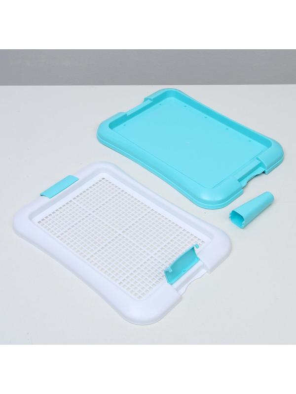 Туалет для собак с сеткой и столбиком, 45 х 35 х 4,5 см, голубой