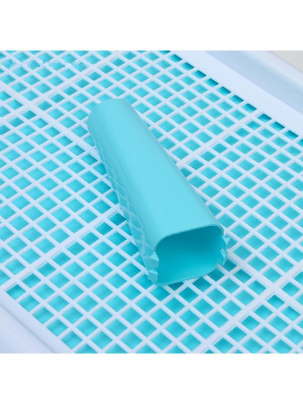 Туалет для собак с сеткой и столбиком, 45 х 35 х 4,5 см, голубой