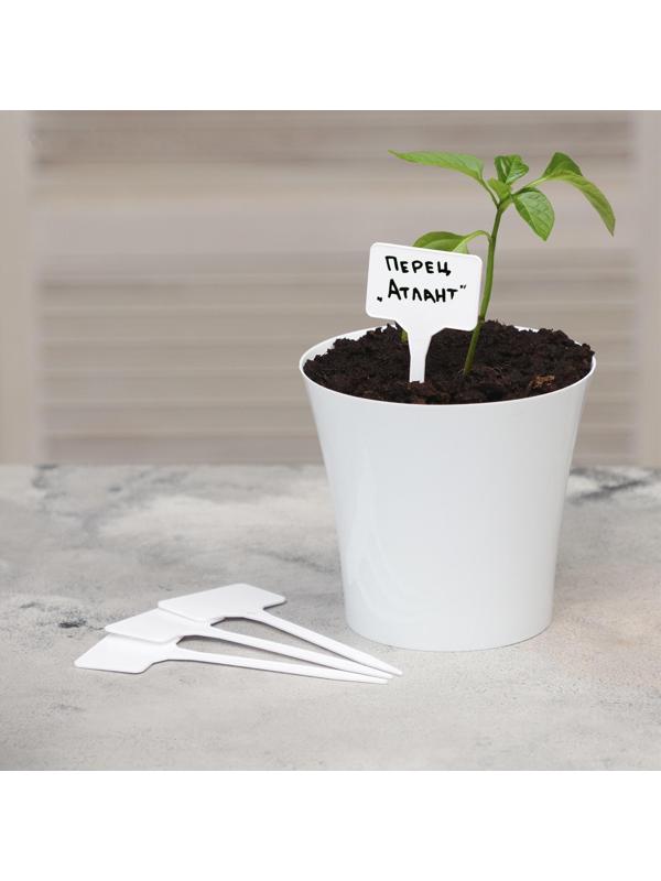 Таблички садовые для маркировки, 15 см, набор 10 шт., пластик, белые, Greengo