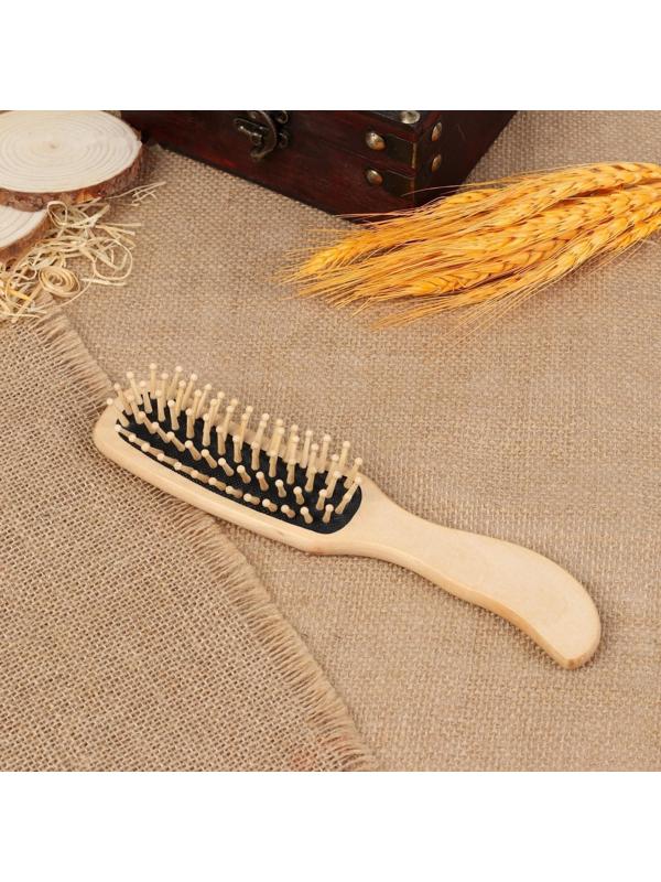 Расчёска массажная, деревянная, 5 × 22 см, цвет «светлое дерево»