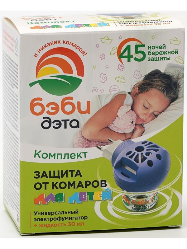 Жидкость от комаров ДЭТА  БЭБИ ИНСЕКТО комплект жидкость 45 ночей, флакон 30мл. + электрофумигатор 2