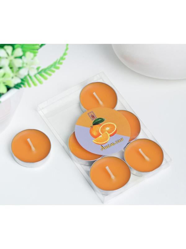 Набор свечей чайных ароматических, 6 шт, апельсин