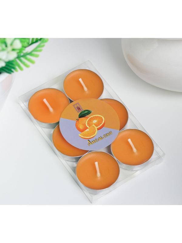 Набор свечей чайных ароматических, 6 шт, апельсин