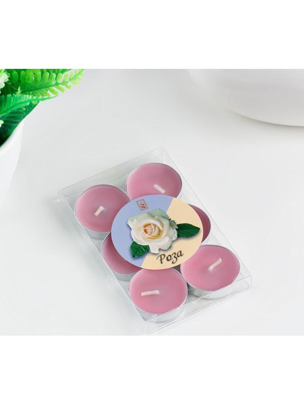 Набор свечей чайных ароматических, 6 шт, роза