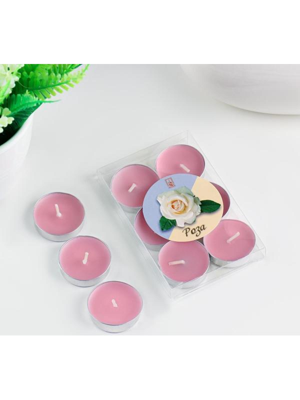 Набор свечей чайных ароматических, 6 шт, роза