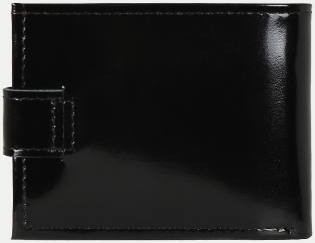 Портмоне на кнопке, для купюр, для карт, для монет, цвет чёрный