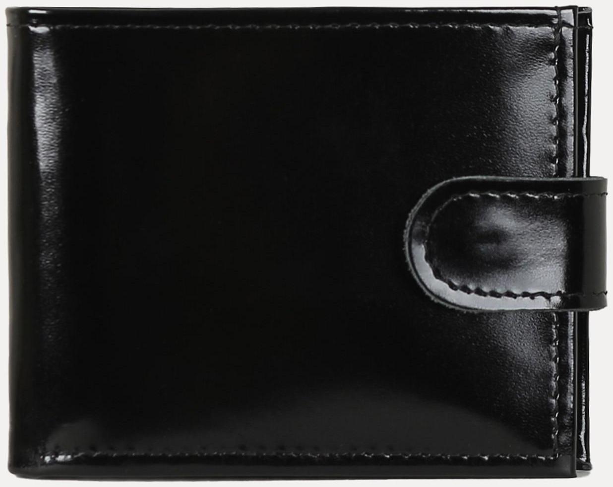 Портмоне на кнопке, для купюр, для карт, для монет, цвет чёрный