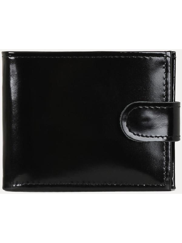 Портмоне на кнопке, для купюр, для карт, для монет, цвет чёрный