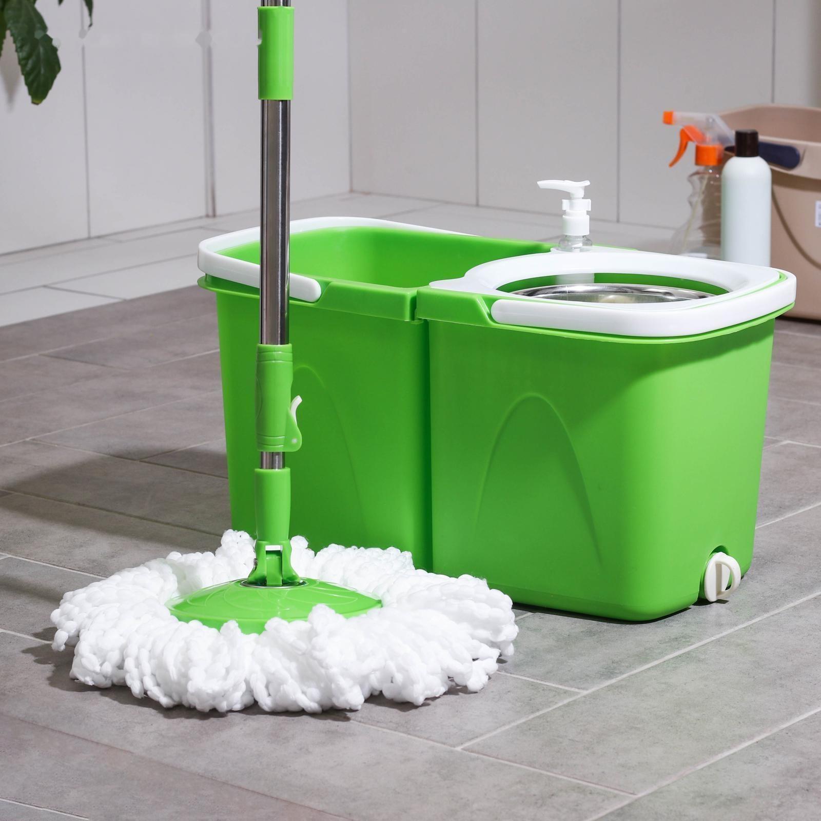 Набор для уборки: швабра, складное ведро с металлической центрифугой 20 л, запасная насадка, цвет МИКС