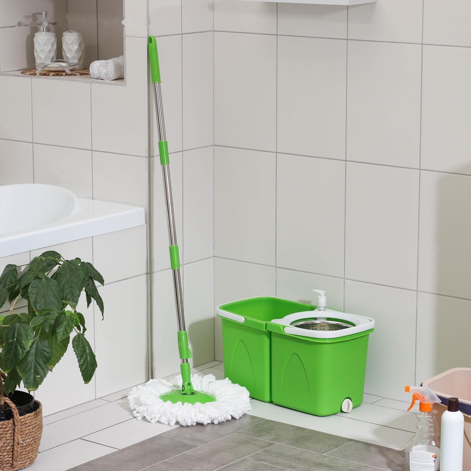Набор для уборки: швабра, складное ведро с металлической центрифугой 20 л, запасная насадка, цвет МИКС