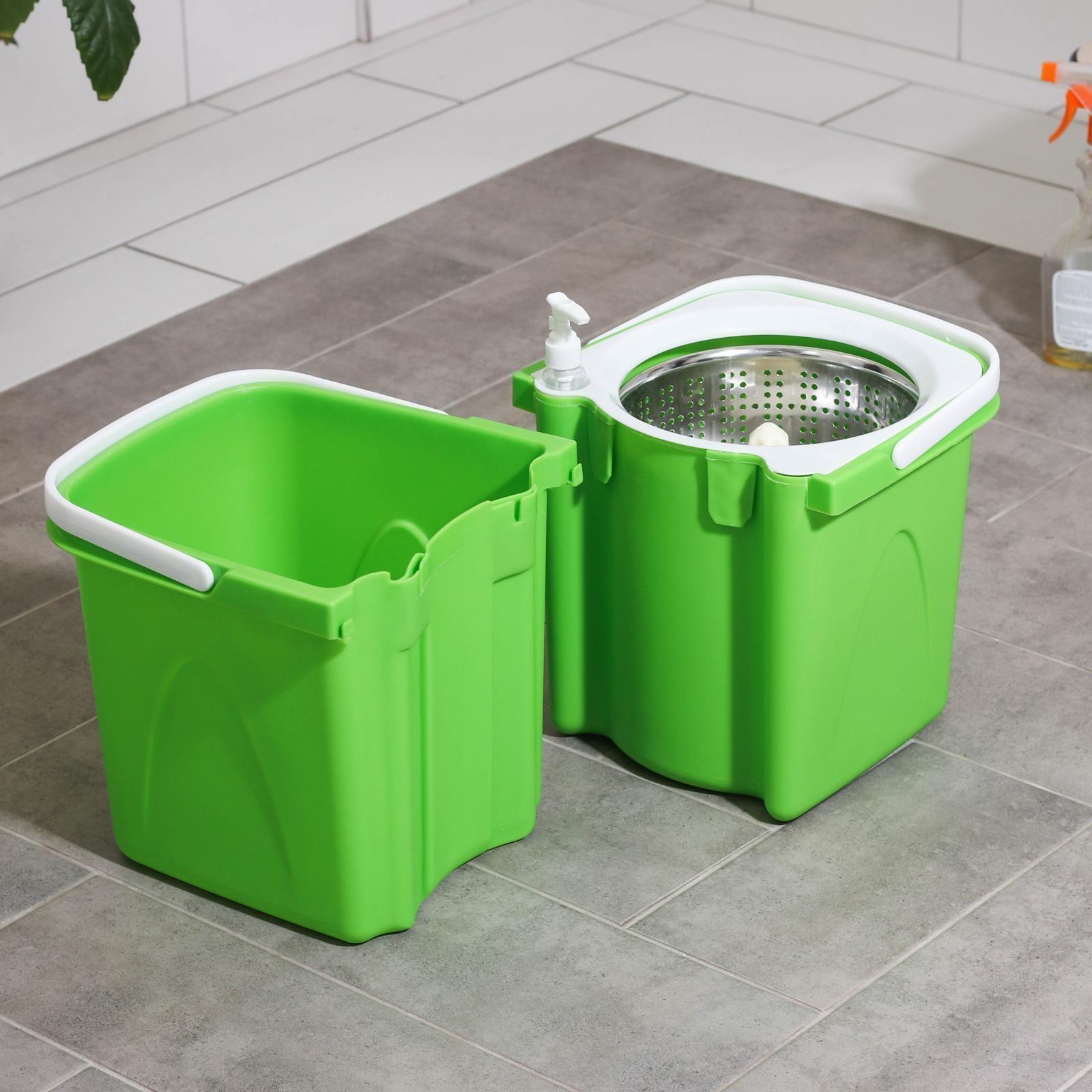 Набор для уборки: швабра, складное ведро с металлической центрифугой 20 л, запасная насадка, цвет МИКС